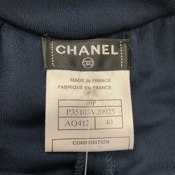 Chanel Navy Blue 2009 Draped Detail Sleeveless Jersey Dress - Picture 4 of 6